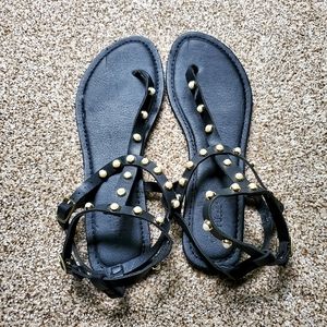 Charlotte Russe Black Pearl Studded Sandals Size 8/9